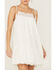 Flying Tomato Women's Crochet Tiered Swiss Dot Dress, White, hi-res