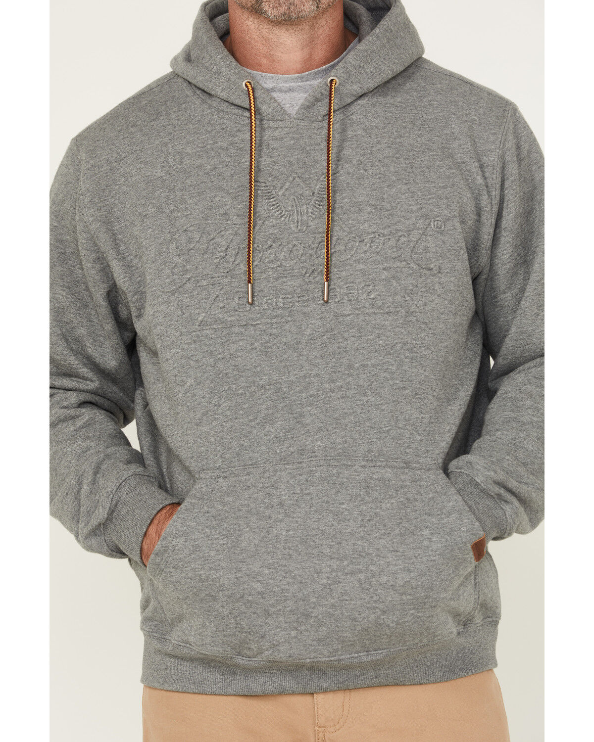 Image #3 - Thorogood Men's Heavyweight Brushed Embossed Logo Hooded Sweatshirt, Heather Grey, hi-res