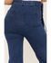 Flying Tomato Women's High Rise Self Belt Flare Leg Jeans, Blue, hi-res