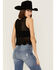 Saints & Hearts Women's Crochet Sleeveless Top, Black, hi-res