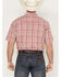 Image #4 - Resistol Men's Panama Plaid Print Short Sleeve Button Down Western Shirt, Pink, hi-res