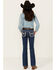 Image #1 - Miss Me Girls' Medium Wash Border Print Stretch Bootcut Jeans , Blue, hi-res