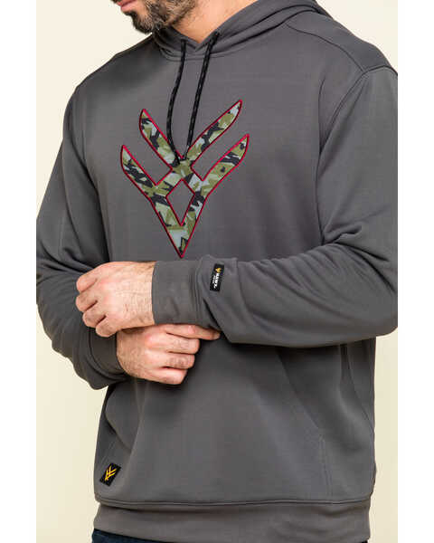 Hawx Men's Gray Tech Logo Hooded Work Sweatshirt , , hi-res