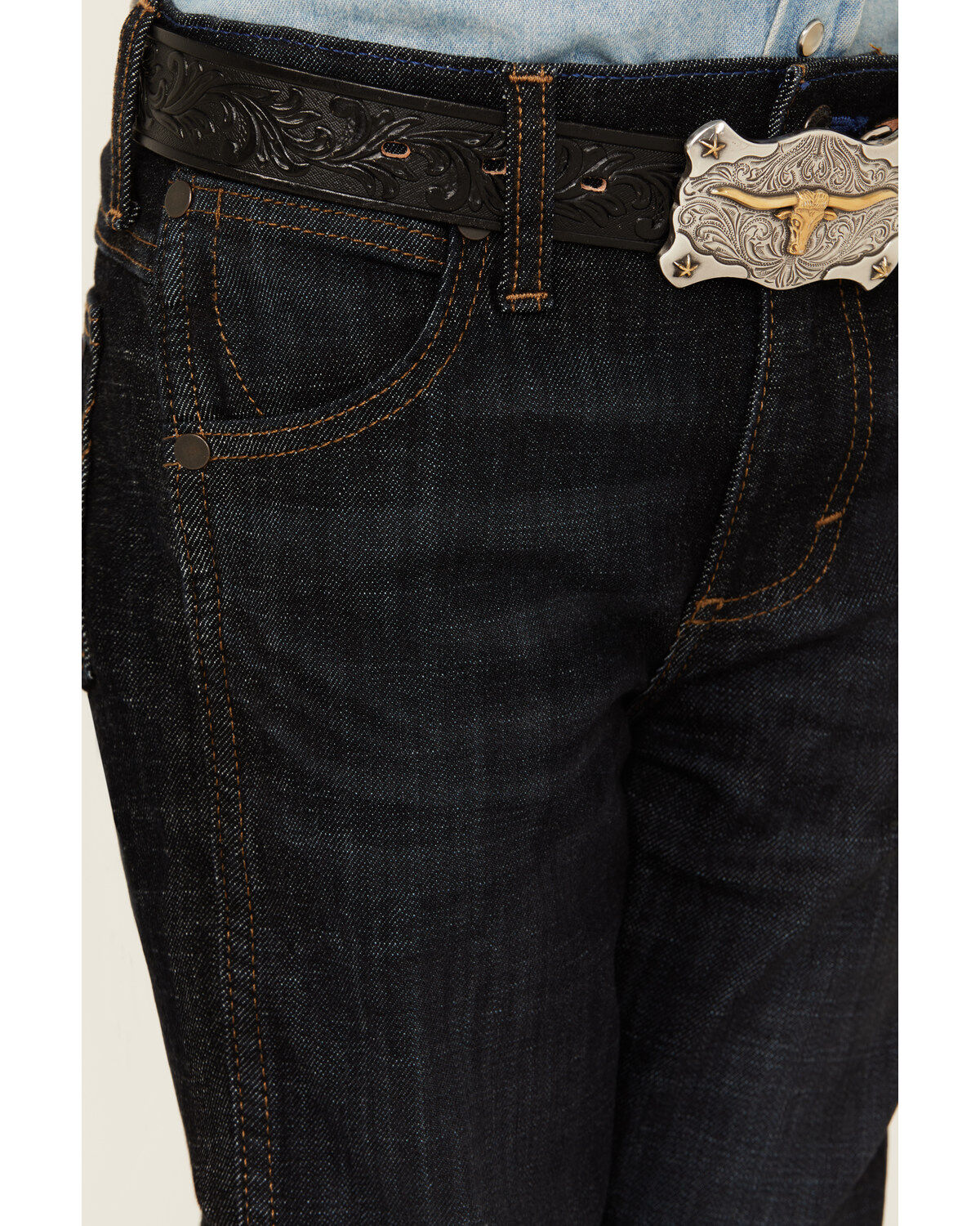 Image #2 - Wrangler Retro Little Boys' Dark Wash Dax Slim Bootcut Jeans, Dark Wash, hi-res