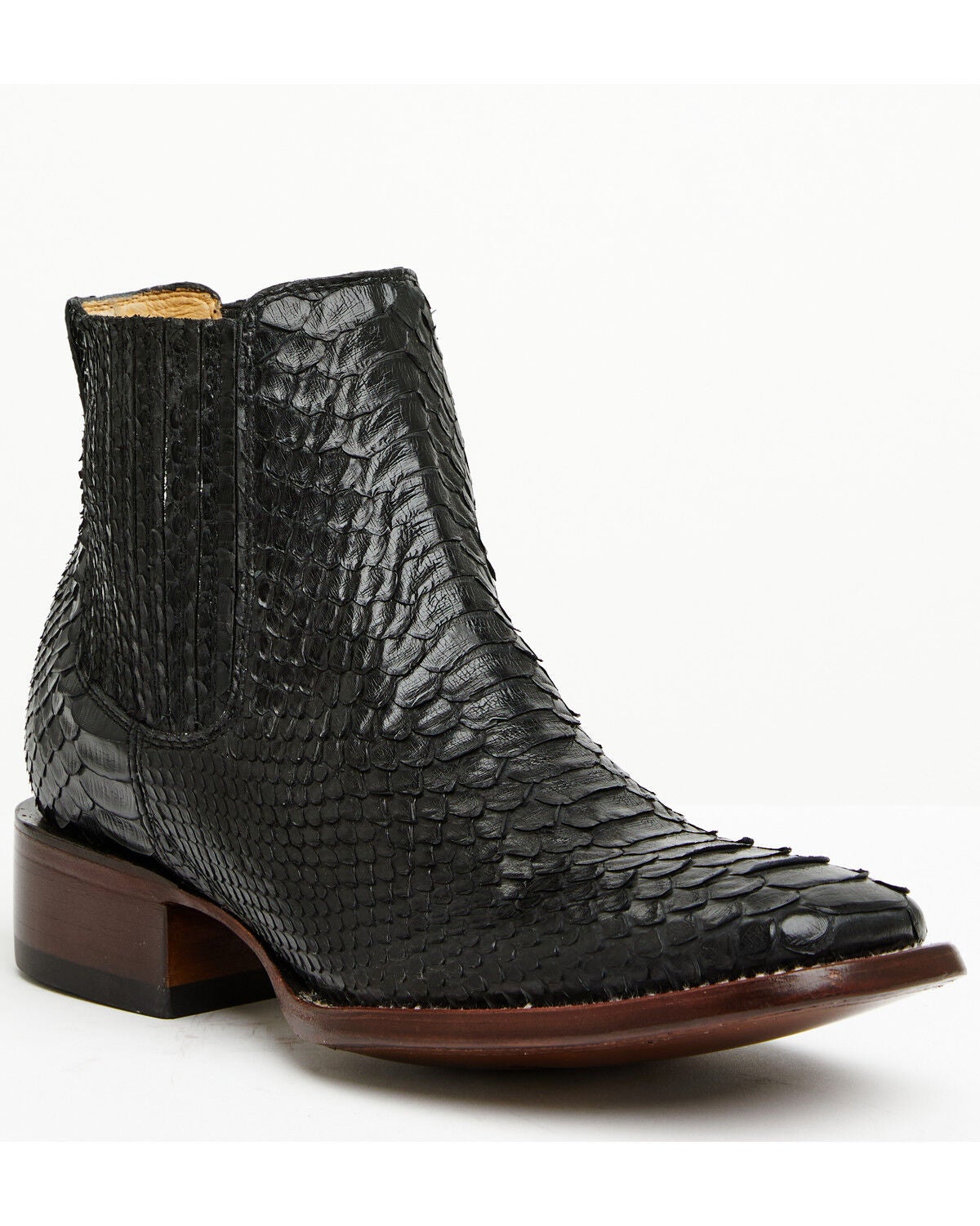 Cody James Men's Hash Exotic Python Western Ankle Boots - Broad Square Toe, Black, hi-res