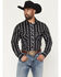 Image #1 - Rock & Roll Denim Men's Striped Print Long Sleeve Snap Stretch Western Shirt, Black, hi-res