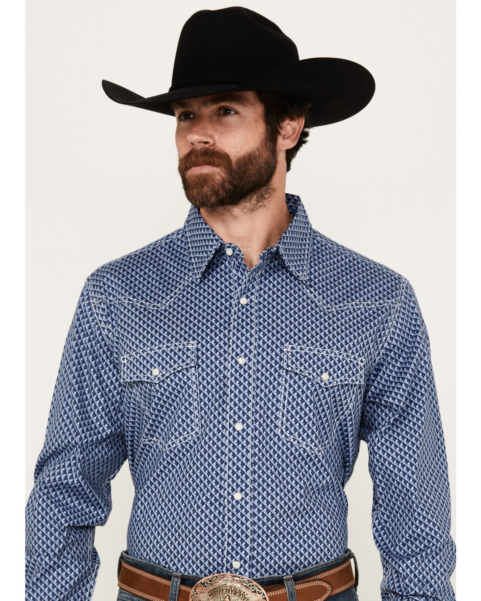 Wrangler Men's Blue Geo Print Long Sleeve Shirt main image 0