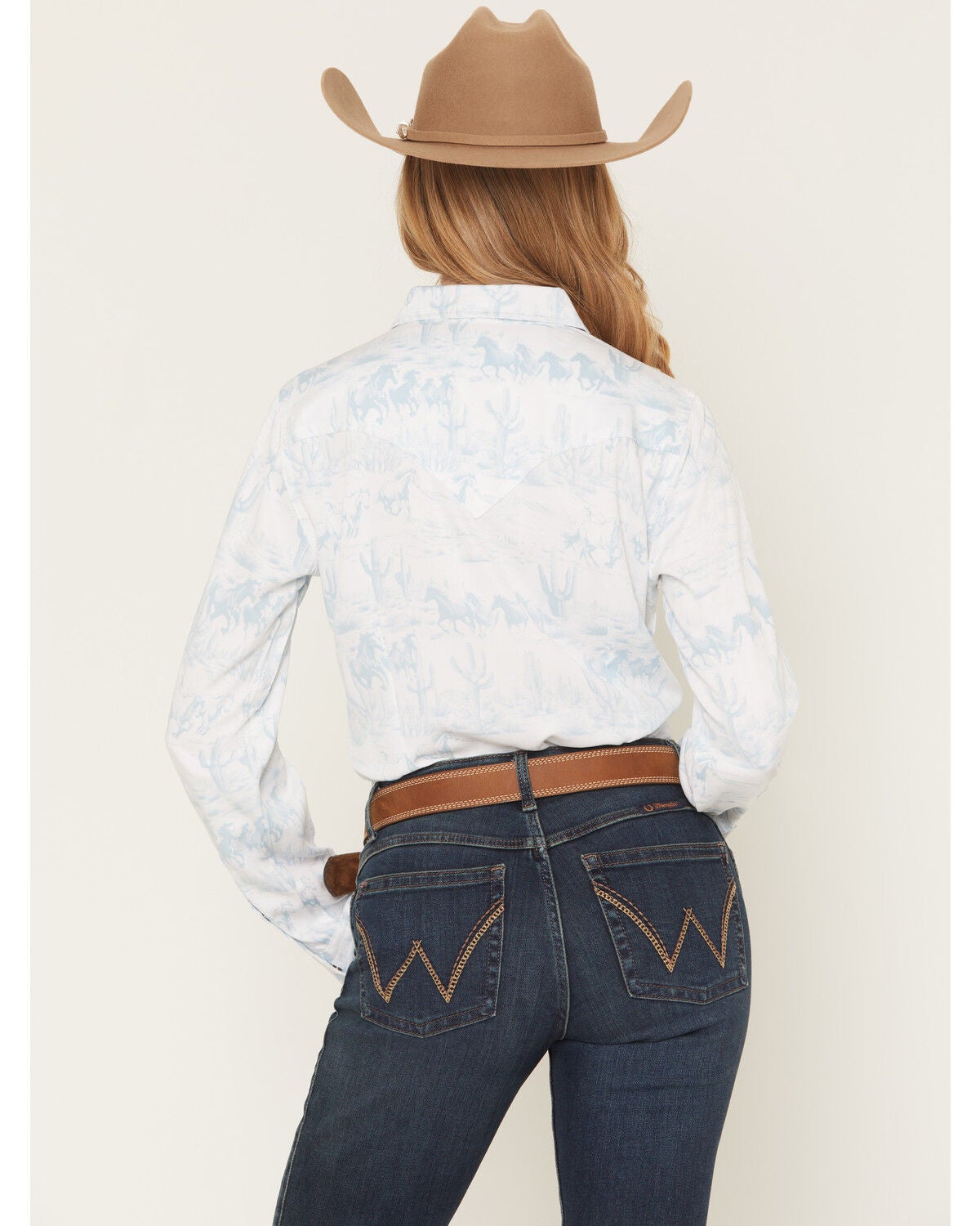 Image #4 - Wrangler Retro Women's Horse Print Long Sleeve Snap Western Shirt, White, hi-res