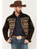 Cinch Men's Color-Block Southwestern Print Logo Zip-Front Softshell Jacket , Brown, hi-res