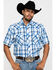 Image #1 - Resistol Men's Blue Vallecito Large Plaid Short Sleeve Western Shirt, , hi-res