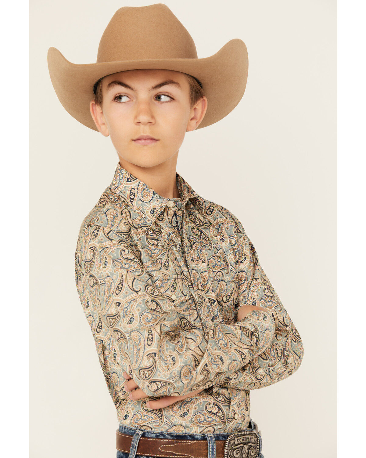 Cinch Boys' Paisley Print Long Sleeve Snap Western Shirt