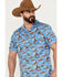 Cinch Men's Camp Tumbleweed Cowboy Short Sleeve Button Down Western Shirt, Blue, hi-res