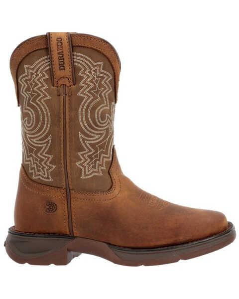 Image #2 - Durango Boys' Lil Rebel Embroidered Western Boots - Broad Square Toe, Brown, hi-res