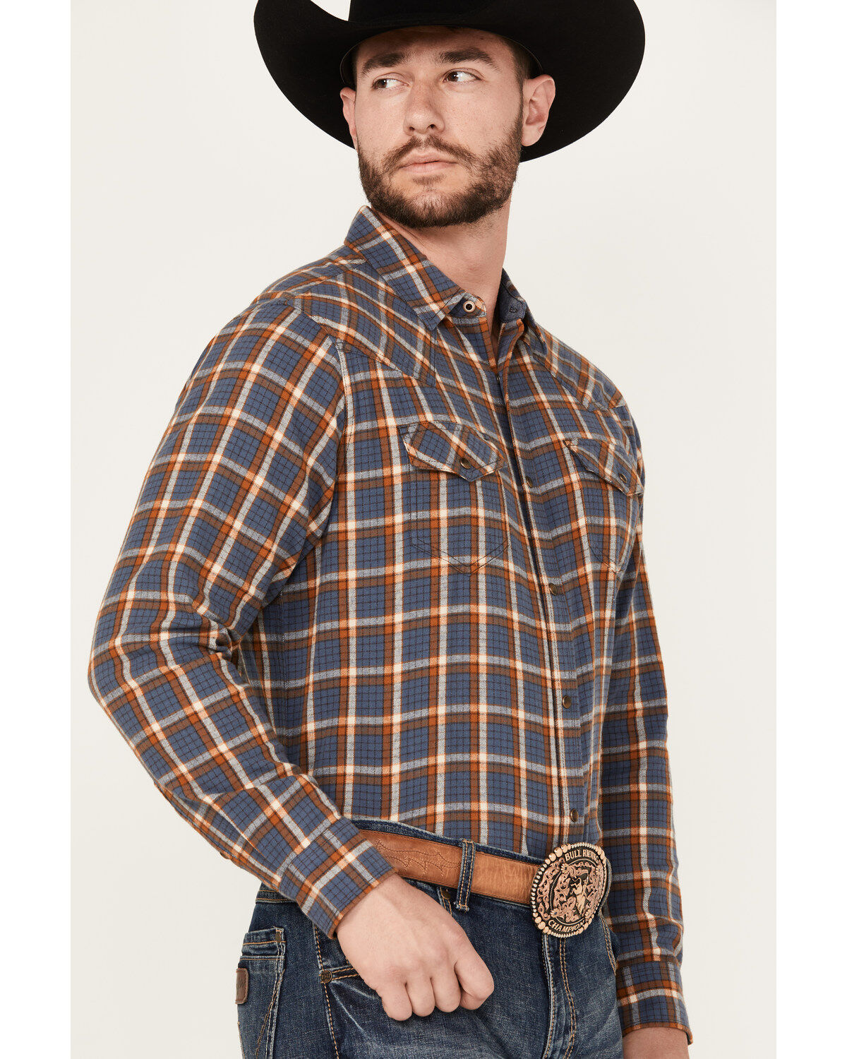 Image #2 - Cody James Men's Sunrise Plaid Print Long Sleeve Western Snap Shirt - Tall, , hi-res