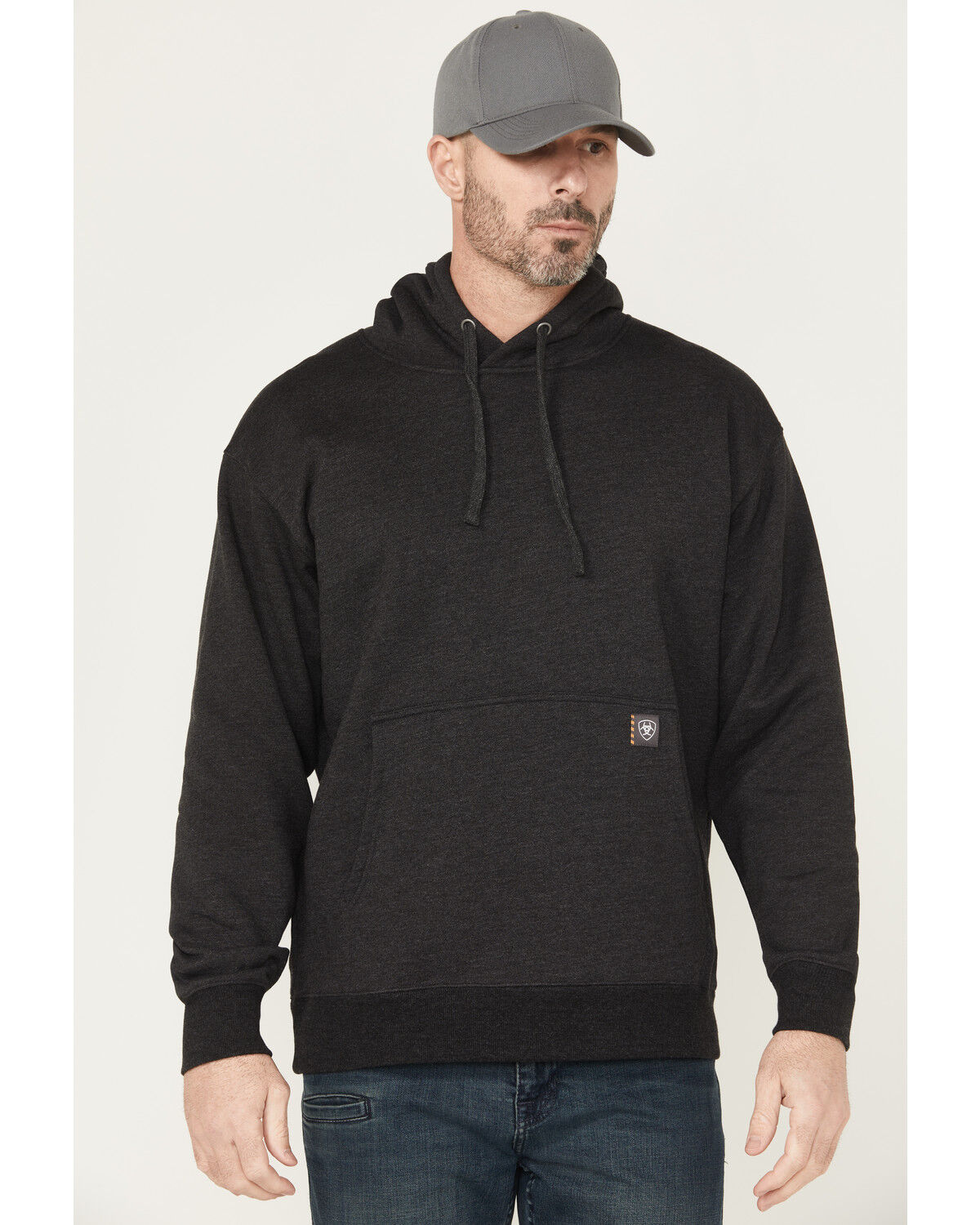 Image #2 - Ariat Men's Rebar Workman Bolt Hooded Sweatshirt, Charcoal, hi-res