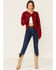 Beyond The Radar Women's Hand Embroidered Pointelle Button Down Cardigan , Red, hi-res