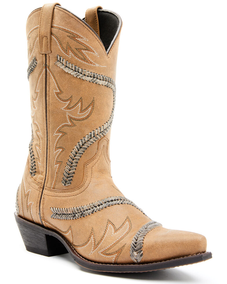 Laredo Men's Bucklace Western Boots - Snip Toe, Tan, hi-res