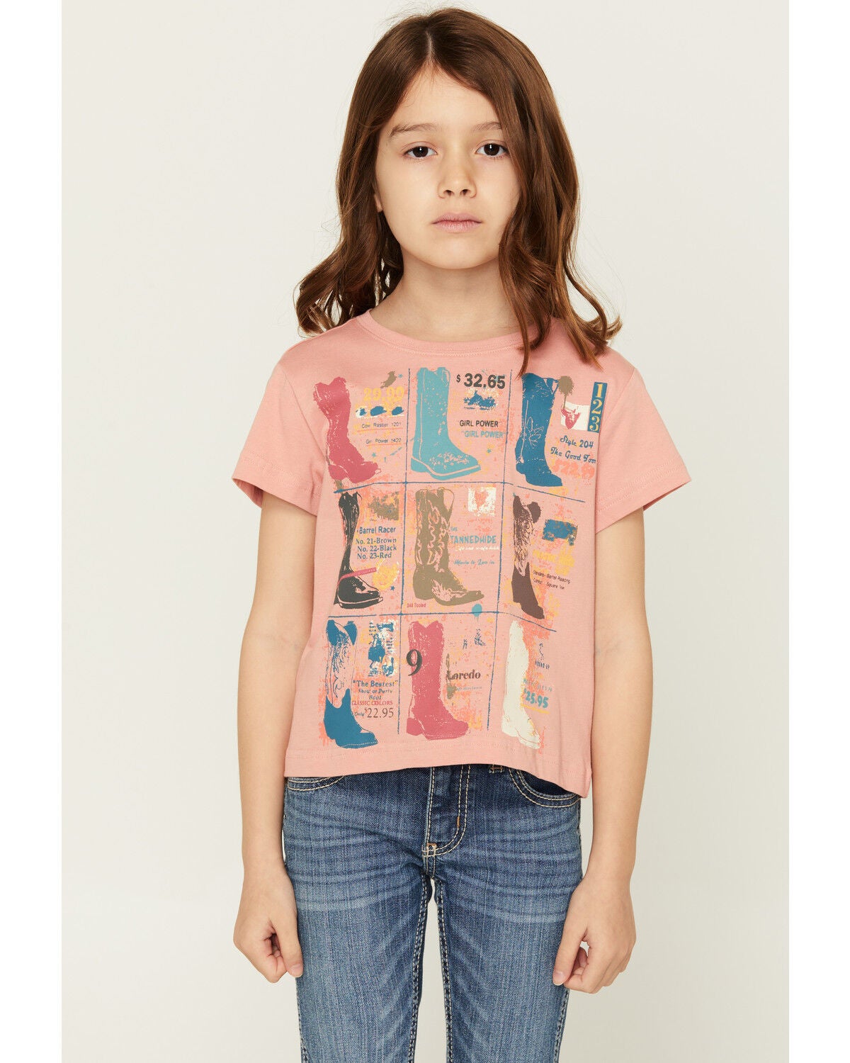 Shyanne Girls' Boots Short Sleeve Graphic Tee, Rose, hi-res