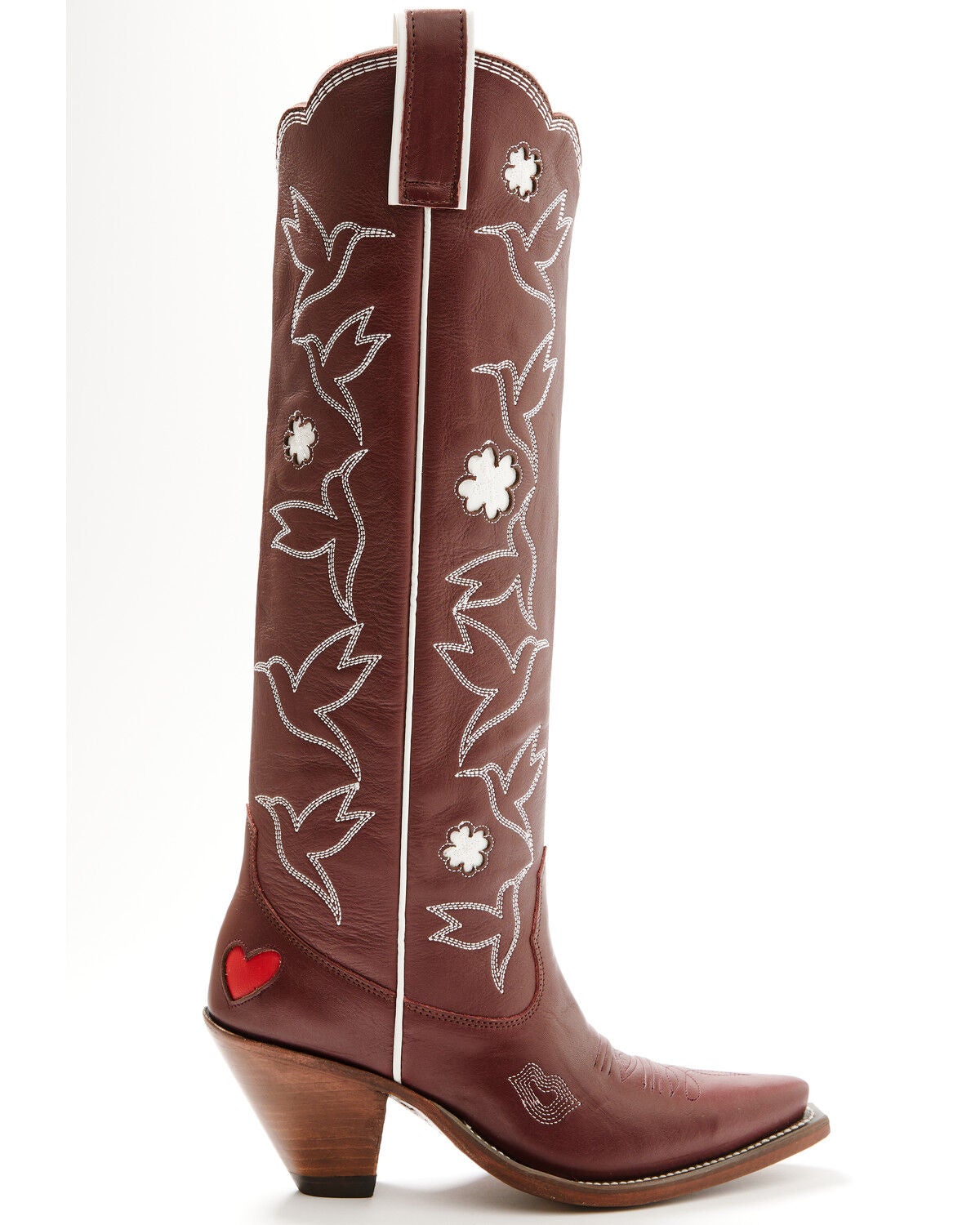 Image #2 - Besita Boots Women's The Honey Bird Embroidered Tall Western Boots - Snip Toe, Wine, hi-res
