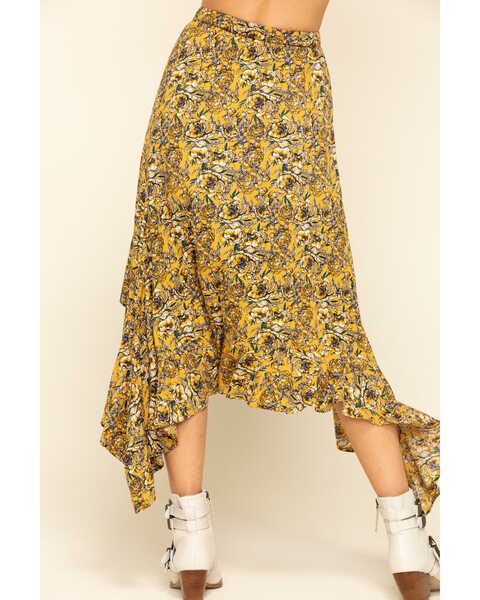 Image #2 - Rock & Roll Denim Women's Mustard Floral Hanky Skirt , , hi-res