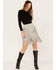 Wonderwest Women's Suede Fringe Mini Skirt, Grey, hi-res