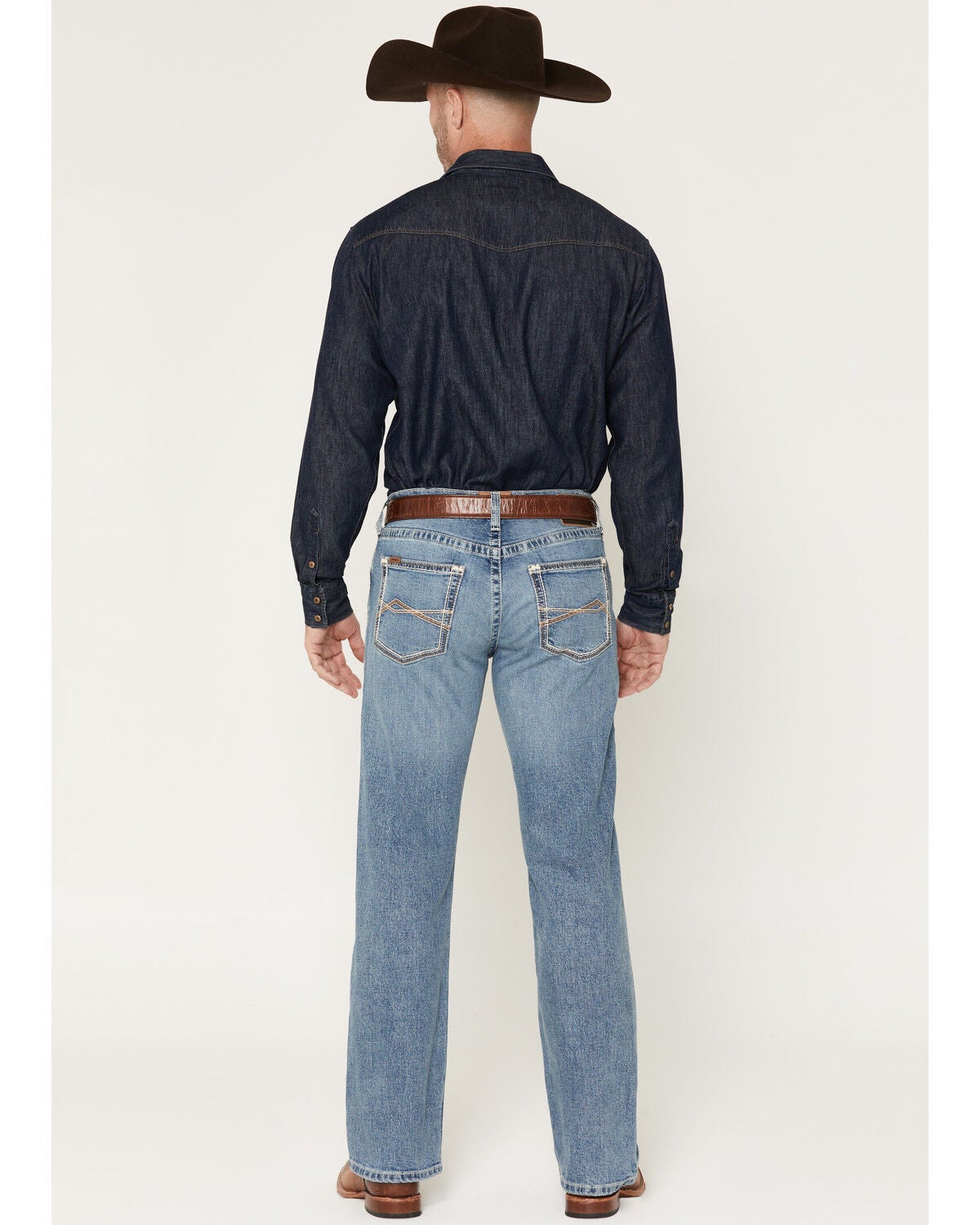 Image #3 - Ariat Men's M5 Logan Medium Wash Straight Stretch Denim Jeans, Medium Wash, hi-res
