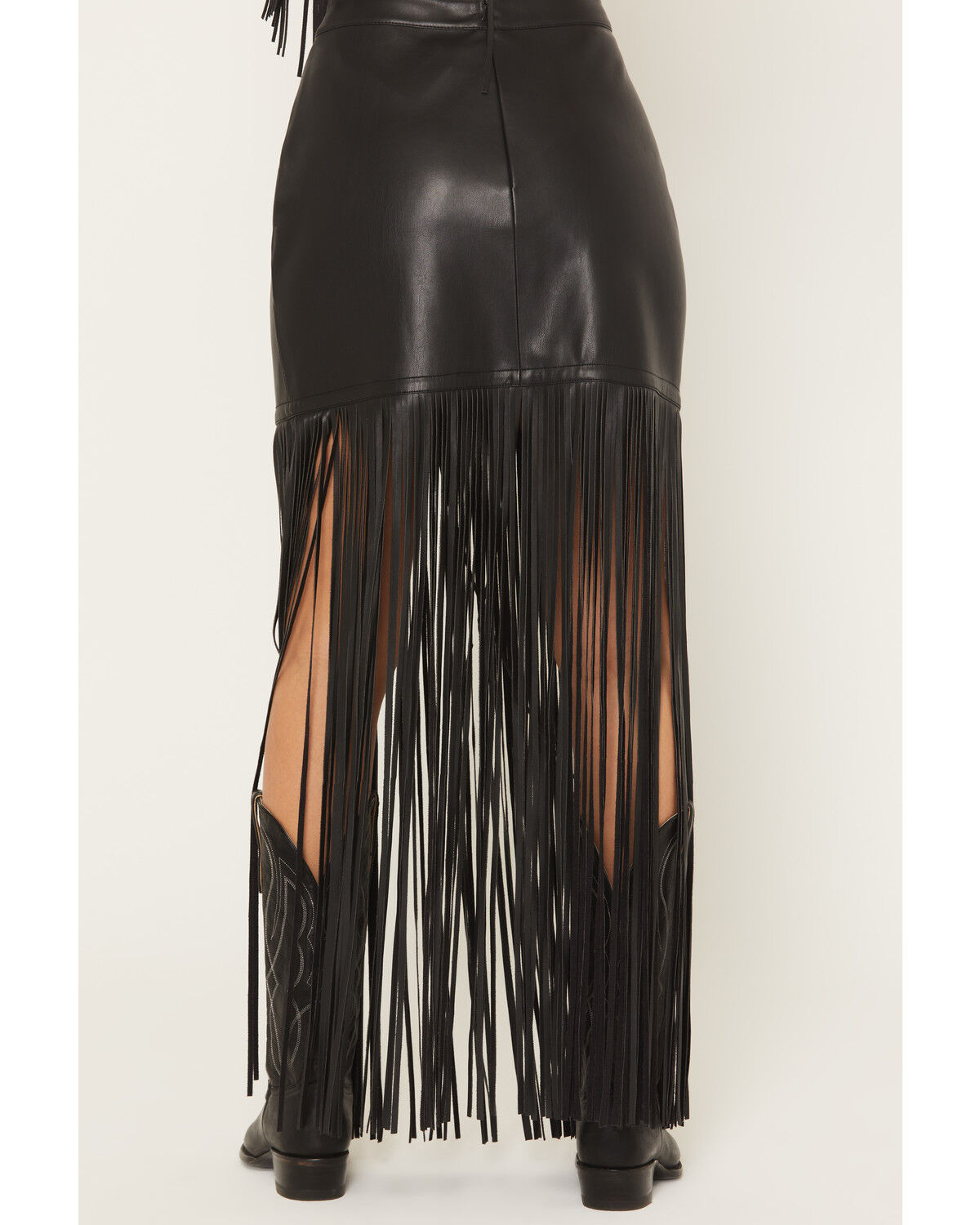Image #5 - Idyllwind Women's Payson Faux Leather Fringe Midi Skirt, Black, hi-res
