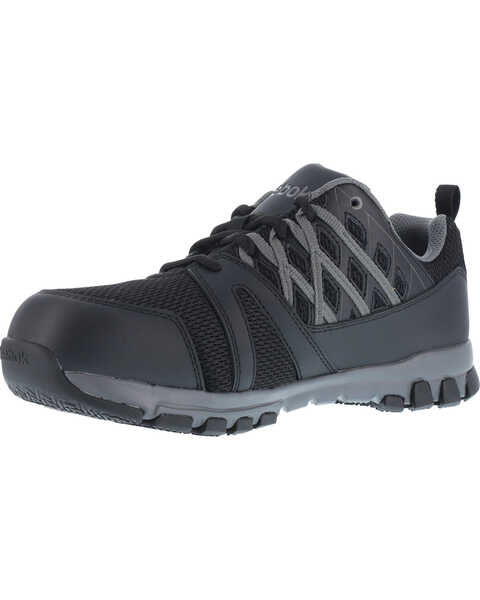 Image #2 - Reebok Men's Leather with MicroWeb Athletic Oxfords - Steel Toe, Black, hi-res