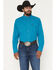 Image #1 - Wrangler Men's Solid Long Sleeve Snap Performance Western Shirt, Teal, hi-res