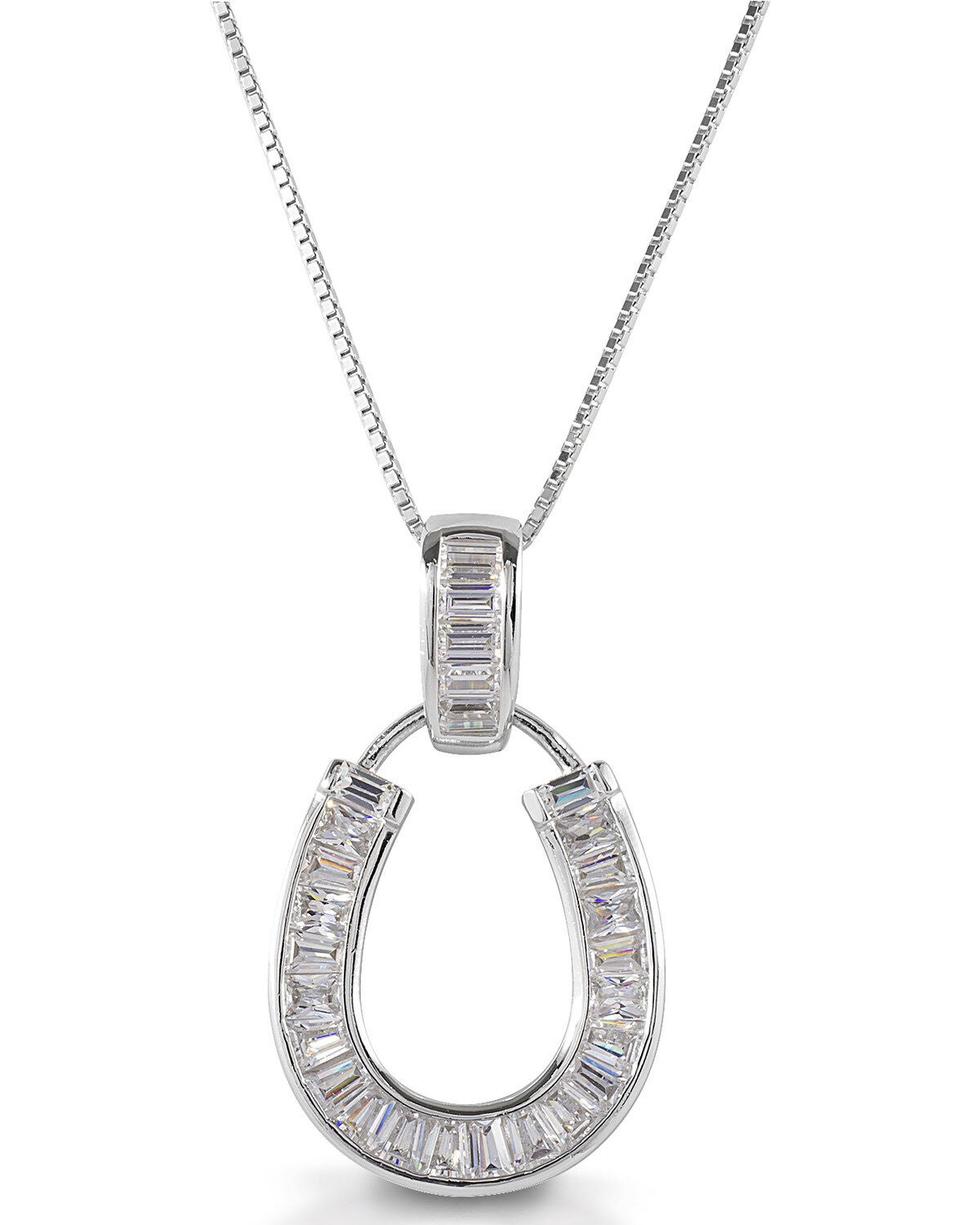 Kelly Herd Women's Baguette Horseshoe Necklace, Silver, hi-res