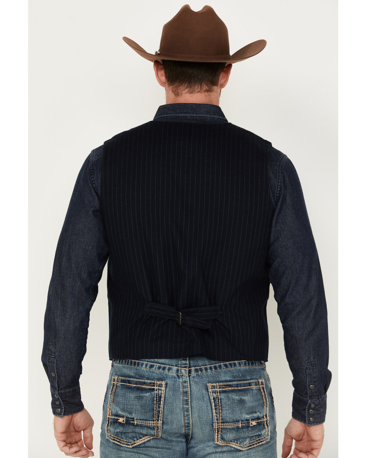 Image #4 - Moonshine Spirit Men's Pinstripe Capone Wool Vest, Navy, hi-res