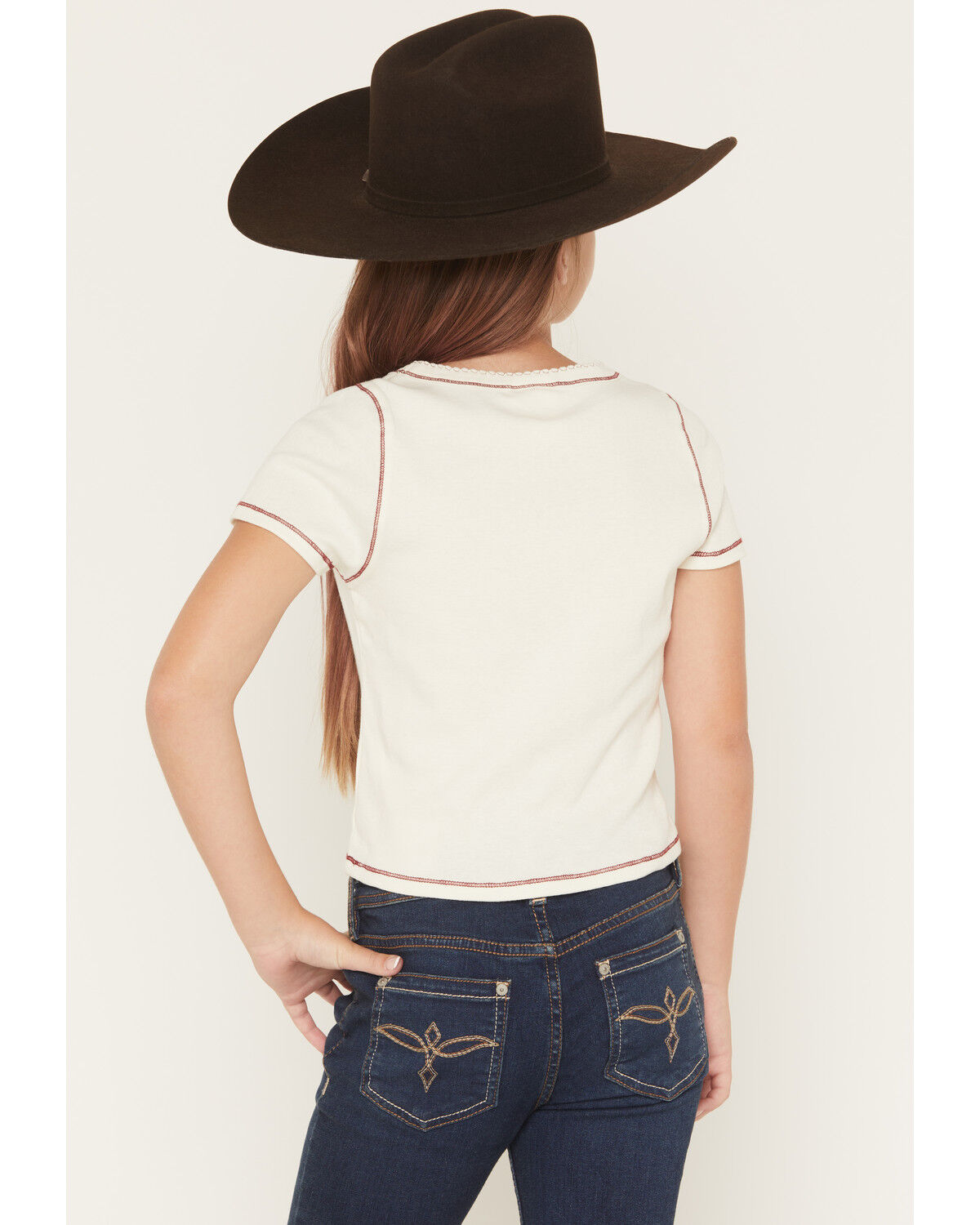 Image #4 - Self Esteem Girls' Cowgirl Club Short Sleeve Graphic Tee, Off White, hi-res