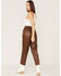 Image #3 - Ariat Women's Small Town Faux Leather Joggers, Brown, hi-res