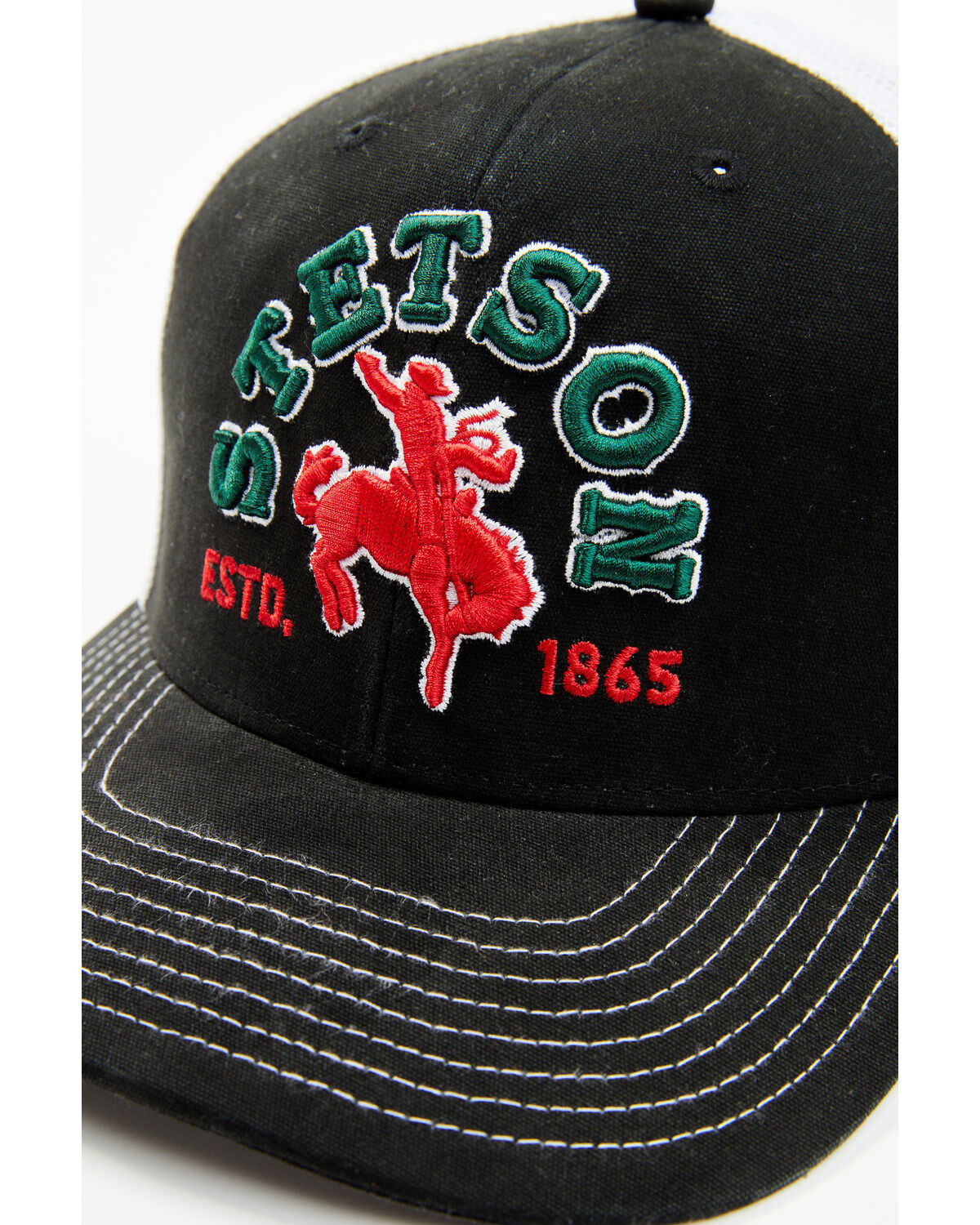 Image #2 - Stetson Men's Bronc Rider Mexico Flag Trucker Cap, Black, hi-res