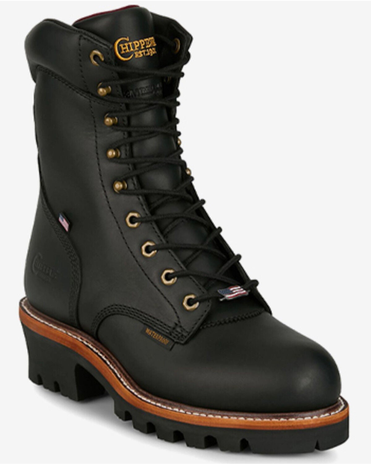 Chippewa Men's 9" Super Logger Waterproof Insulated Work Boots - Steel Toe, Black, hi-res