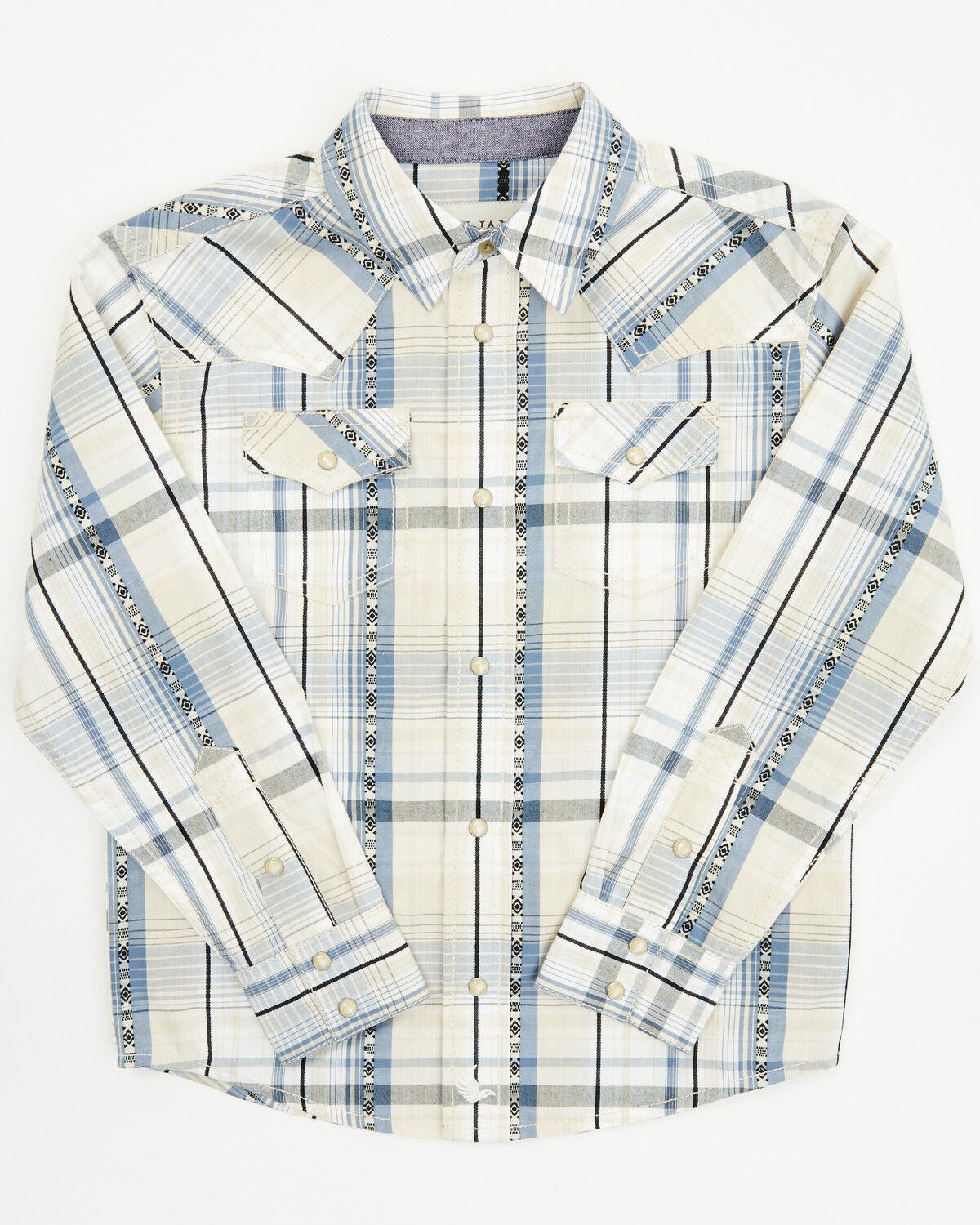 Cody James Toddler Boys' Western Wind Plaid Print Long Sleeve Snap Western Shirt, Cream, hi-res