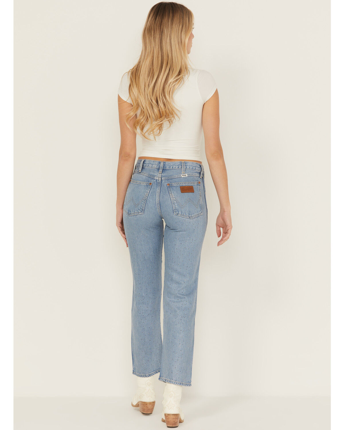 Image #3 - Wrangler Women's Light Wash Make It Shine Embellished Mid Rise Straight Denim Jeans, Light Wash, hi-res