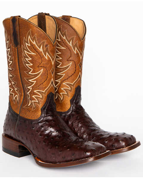 Image #1 - Cody James Men's Ostrich Tobacco Exotic Boots - Wide Square Toe , , hi-res