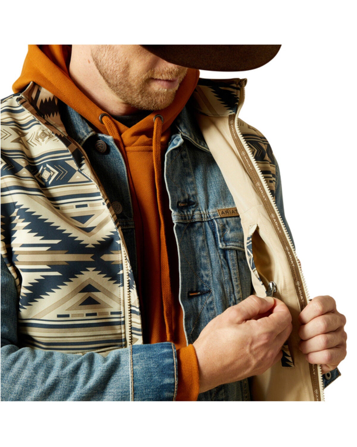 Image #2 - Ariat Men's Logo Softshell Vest, Cream, hi-res