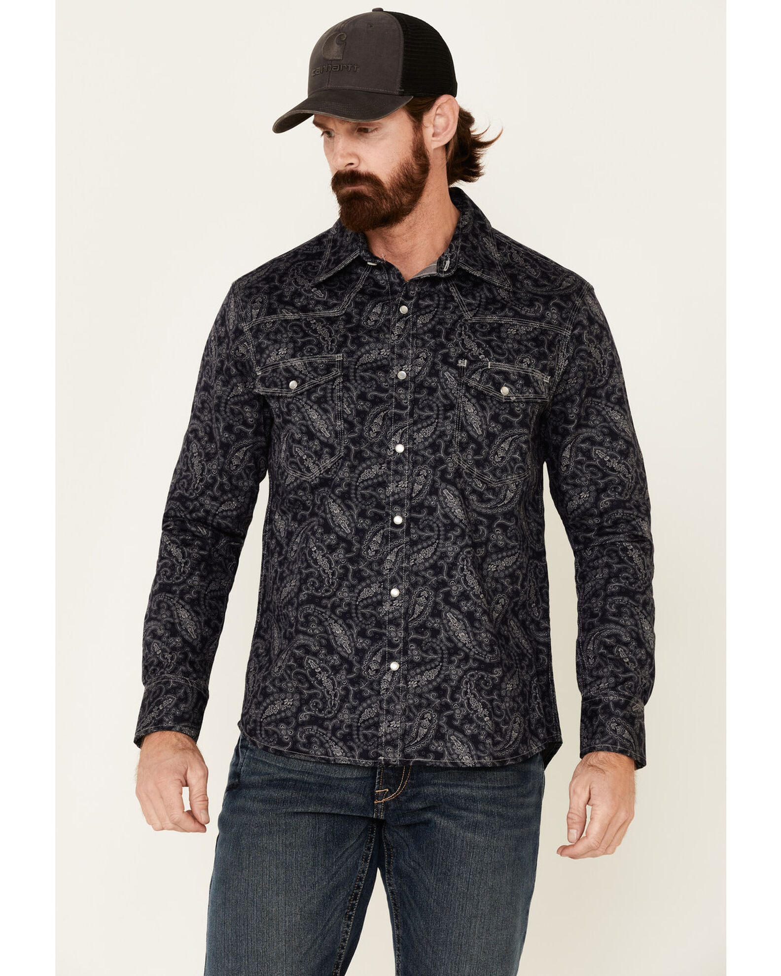 Black paisley dress shirt online