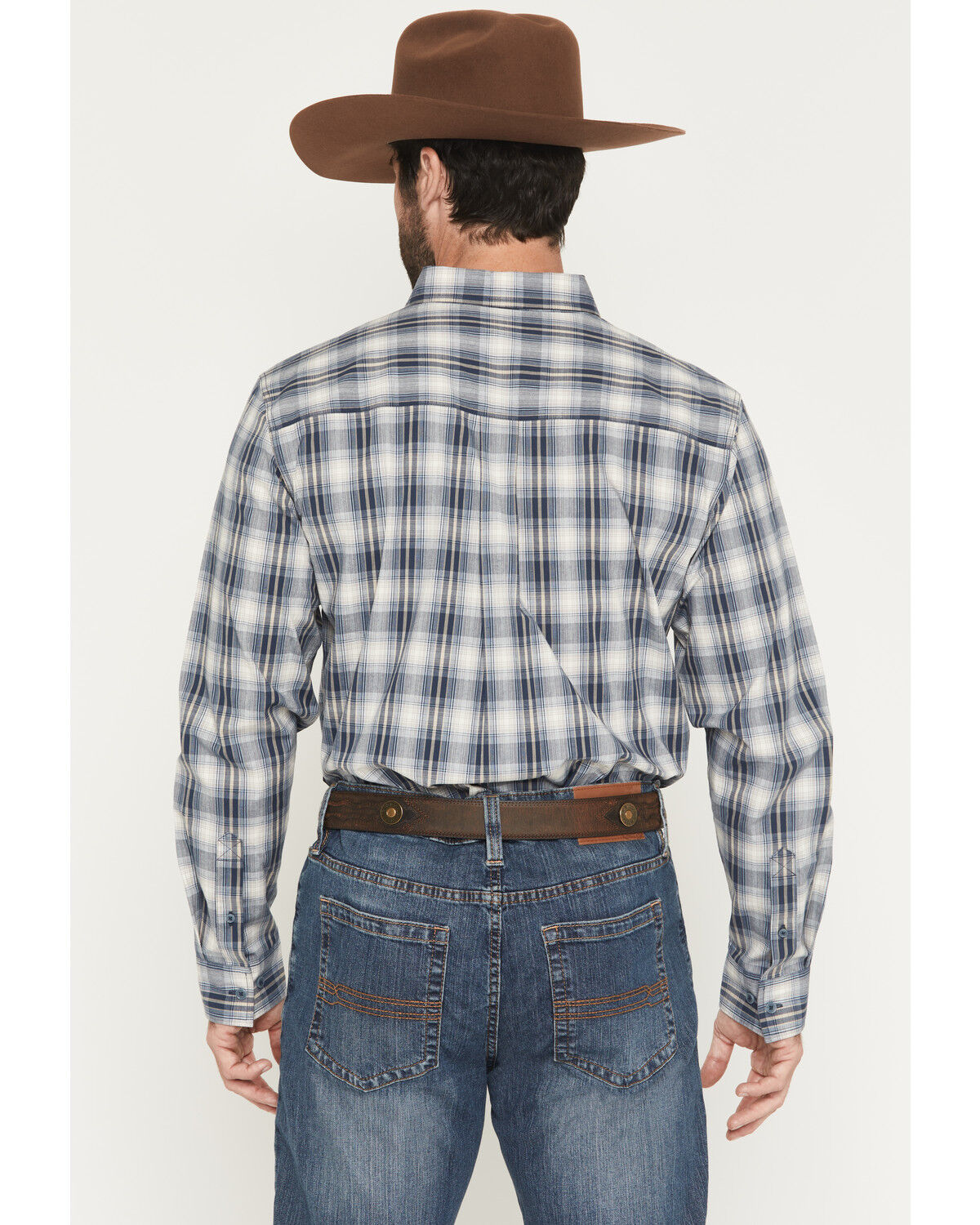 Image #4 - Cody James Men's Tennessee Trail Plaid Print Long Sleeve Button-Down Stretch Western Shirt - Tall, Blue, hi-res