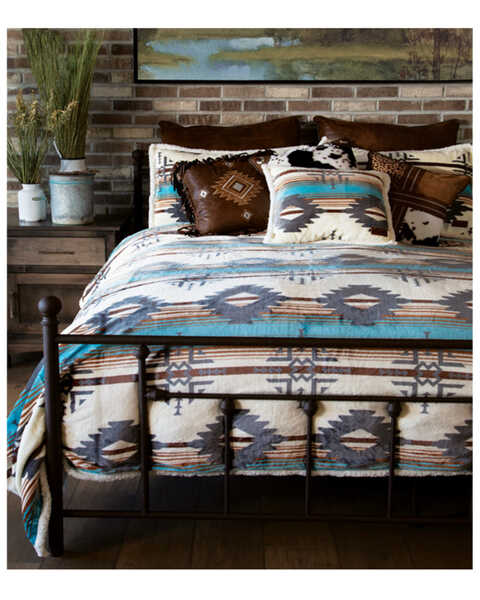 Carstens Home Wrangler Lone Mountain Plush Set - Twin Size, Blue, hi-res