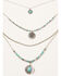 Shyanne Women's Shimmer Concho Four Tier Silver & Turquoise Necklace, Silver, hi-res