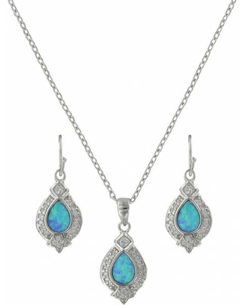 Image #1 - Montana Silversmiths Women's Royal Cluster Drop Jewelry Set, Silver, hi-res