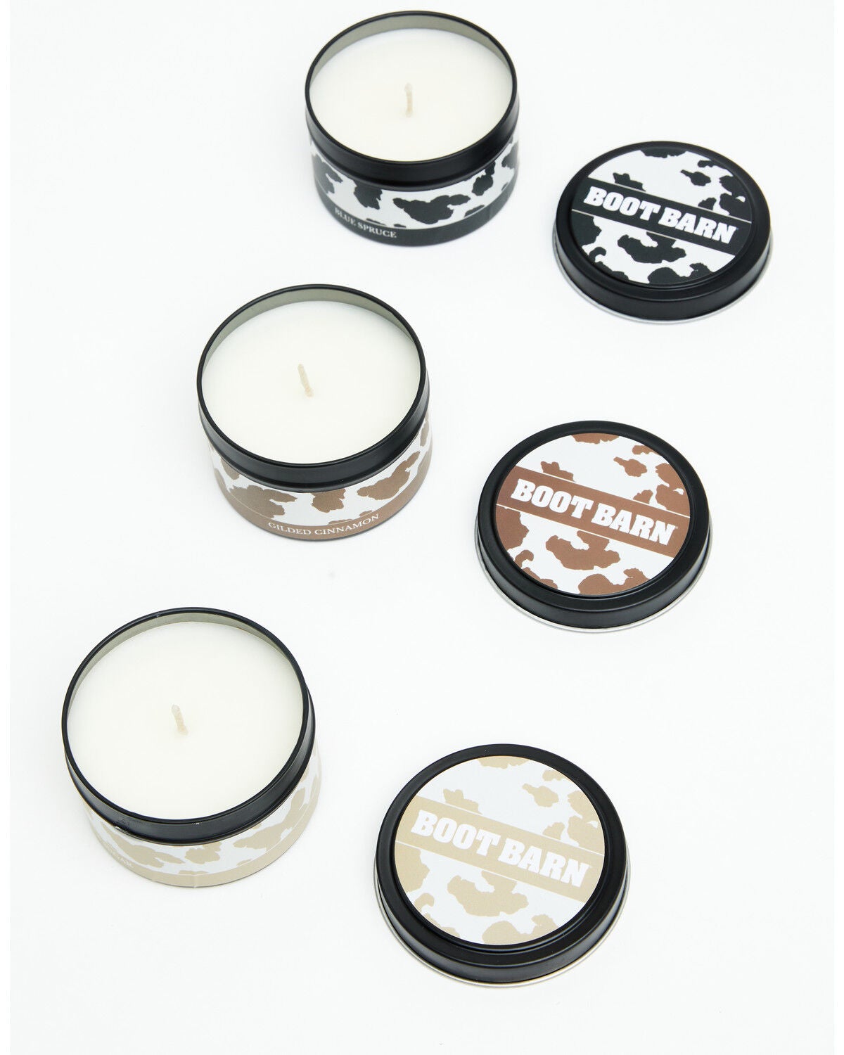 Image #2 - Boot Barn Cow Print 40oz Tin Candle Gift Set - 3 Pack, Black, hi-res