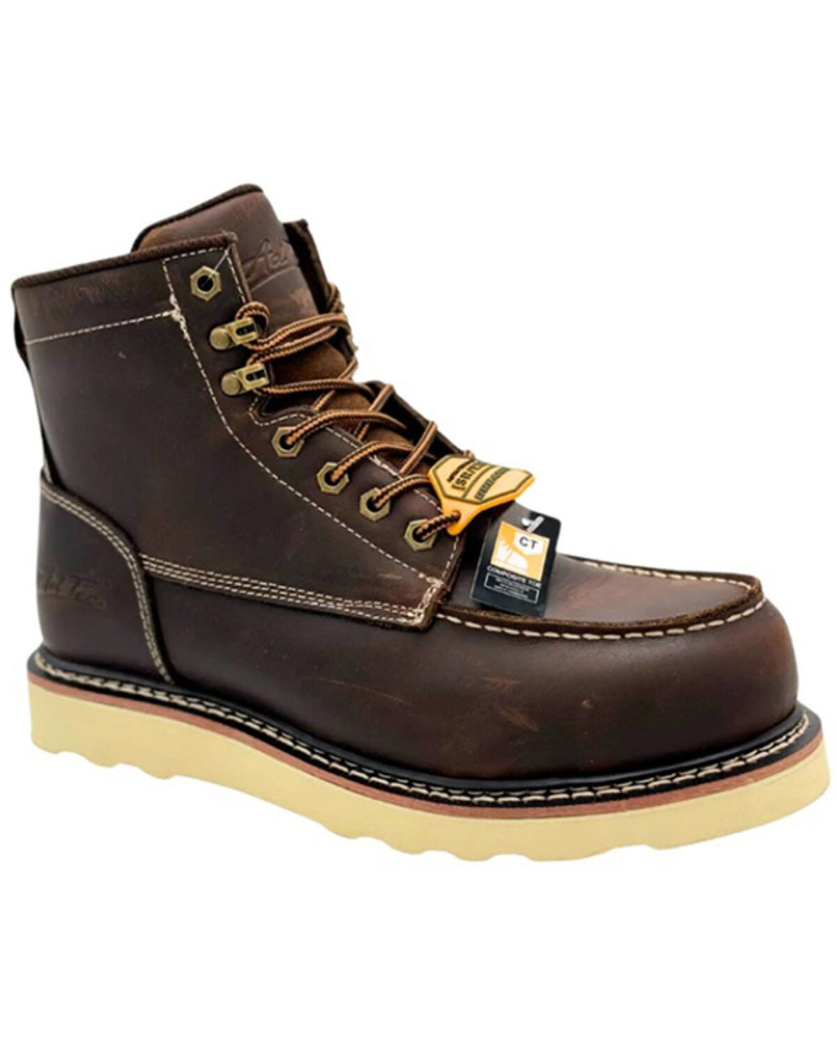 AdTec Men's 6" Rancho Moc Work Boots - Composite Toe, Dark Brown, hi-res