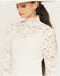 Image #2 - Miss Me Women's Mock Neck Lace Long Sleeve Top, White, hi-res