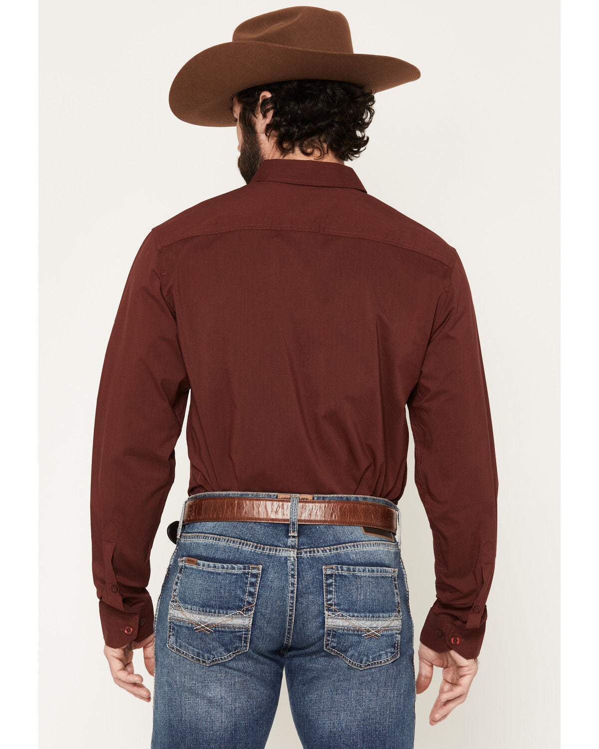 Image #4 - Kimes Ranch Men's Linville Coolmax&reg; Long Sleeve Button-Down Performance Western Shirt, Burgundy, hi-res
