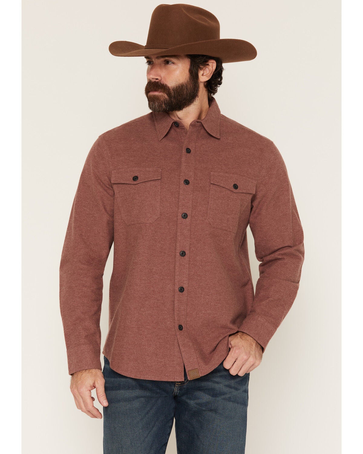 Image #1 - Dakota Grizzly Men's Major Solid Long Sleeve Button-Down Flannel Shirt, Rust Copper, hi-res