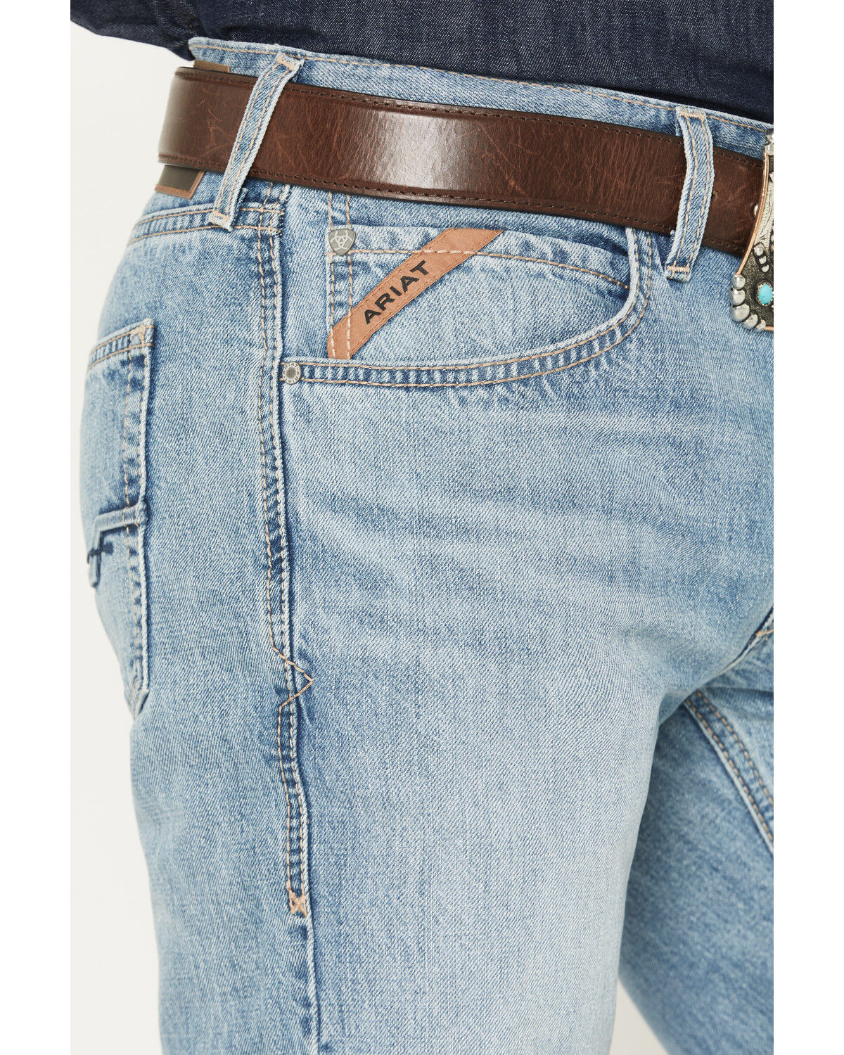 Image #2 - Ariat Men's M5 Randy Light Wash Straight Denim Jeans, Light Wash, hi-res